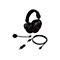 Schwarzes Gaming-Headset mit Mikrofon, Kabel und USB-Adapter auf weißem Hintergrund. Kopfhörer mit rotem Logo.