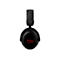 Casque noir avec logo HyperX rouge sur fond blanc. Le casque est vu de face.
