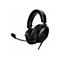 Schwarzes Gaming-Headset mit Mikrofon, das leicht nach links geneigt ist, auf weiÃŸem Hintergrund.