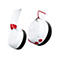 Weiß-rotes Gaming-Headset vor weißem Hintergrund. Auf den Ohrmuscheln sind das Logo und die Buchstaben „R“ abgebildet.