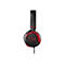 Schwarzes Gaming-Headset mit roten Akzenten und Logo. Kabelanschluss, auf weiÃŸem Hintergrund.