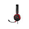 Schwarzes Headset mit roter Akzentuierung und Mikrofon, das nach unten gebogen ist.