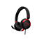 Schwarzes Gaming-Headset mit roten Akzenten und Mikrofon. Auf der Ohrmuschel ist ein rotes Logo.