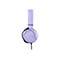 Un casque de jeu HyperX lavande sur fond blanc. Il est montré de côté, avec le logo HyperX visible sur l'oreillette.