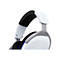 Nahaufnahme eines weiÃŸen Gaming-Headsets, graue Akzente, schwarzes Polster. Der KopfbÃ¼gel ist sichtbar.