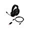 Schwarzes Gaming-Headset mit Mikrofon, USB-Kabel und USB-Dongle. Auf dem KopfhÃ¶rer befindet sich das HyperX-Logo.