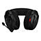 Schwarzes Gaming-Headset mit Mikrofon. Der verstellbare Mikrofonarm geht von der linken Ohrmuschel aus. Rechts eine rote Taste.
