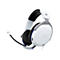 Casque de jeu blanc avec microphone. Coussinets d'oreille noirs, accents gris, logo HyperX.