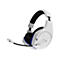 Weißes Gaming-Headset mit Mikrofon, blaue Akzente und HyperX-Logo.