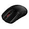 Schwarze Gaming-Maus mit rotem Scrollrad. HyperX-Logo auf der Seite.
