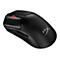 Schwarze Gaming-Maus von HyperX. Scrollrad und Logo in Hellgrau.