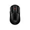Schwarze Gaming-Maus, Draufsicht. Rotes Scrollrad. HyperX-Logo.