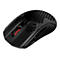 Souris de jeu noire avec trous en nid d'abeille, molette rouge et logo HyperX.