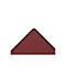 Motif triangulaire rouge à cercles noirs. Bordure noire aux coins arrondis.