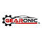 Gearonic-Logo: rotes Wort 'GEAR' und schwarzes Wort 'RONIC' mit Zahnrad und Auto-Silhouette.