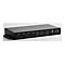 Commutateur HDMI noir avec plusieurs ports tels que HDMI, USB-C et LAN, sur fond clair.