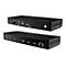 Zwei schwarze Thunderbolt-Dockingstationen vor weißem Hintergrund, mit verschiedenen Anschlüssen beschriftet: SD/TF, 10Gbps, HDMI.