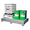 IBC-cel CEMO GS2a AB2, staal, carterinhoud 1000 l, gegalvaniseerd, met 2 vulschragen en vulvlak, L 2680 x B 1605 x H 800 mm