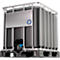 IBC container, 1000 liter, UN keur, UV bescherming, DN 50 uitlaatklep, op kunststof pallet, B 1200 x D 1000 x H 1136 mm, zwart