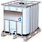 IBC Container, 1000 Liter, UN-Zulassung, UV-Schutz, DN 50 Auslaufventil, auf Holzpalette, B 1200 x T 1000 x H 1136 mm, natur