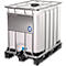 IBC Container, 600 Liter, UN-Zulassung, Kunststoffdeckel, Stahl-Kreuzverband, Stahltraverse, auf Kunststoffpalette, B 1200 x T 1000 x H 1013 mm