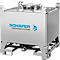 IBC-Container SCHÄFER Cube BTU NBR, 1000 l, UN-Zulassung, Sicherheitsventil, stapelbar, auf Palette, Edelstahl 1.4301 (V2A), B 1150 x T 1150 x H 1160 mm