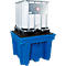 IBC en KTC station asecos, voor 1 container, 1100 l, 1600 kg, toegankelijk van onderen, B 1430 x D 1430 x H 965 mm, polyetheen, blauw