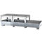 IBC-Station ASECOS, Stahl, mit Gitterrost, 2 Abfüllböcken u. Staplerschuhen, 1000 l Auffangvolumen, B 3280 x T 1300 x H 820 mm, verzinkt