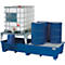 IBC-Station ASECOS, Stahl, mit Gitterrost, Abfüllblock u. Staplerschuhen, 1000 l Auffangvolumen, B 2680 x T 1300 x H 950 mm, lackiert o. verzinkt