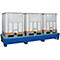 IBC-Station ASECOS, Stahl, mit Gitterrost u. Staplerschuhen, 1000 l Auffangvolumen, B 3280 x T 1300 x H 420 mm, lackiert o. verzinkt