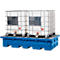 IBC-Station, Volumen 2000 l, bis 4000 kg, unterfahrbar, mit PE-Gitterrost, Polyethylen, blau, B 2530 x T 1320 x H 610 mm