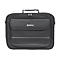 Schwarze Laptoptasche von Manhattan mit Tragegriff und Fronttasche vor weißem Hintergrund.