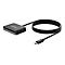 Schwarzer Kartenleser mit Kabel und USB-C-Anschluss vor weißem Hintergrund.