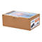 Ein brauner Pappkarton des Manhattan Magnetic Stripe Card Readers auf weißem Hintergrund.