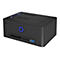 Schwarze ICY BOX Festplatten-Dockingstation mit LED-Anzeigen und USB-Anschluss.