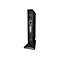 Schwarze Dockingstation mit verschiedenen AnschlÃ¼ssen, wie USB, HDMI, DVI, und Ethernet, auf weiÃŸem Hintergrund.