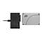 Schwarzer ICY DOCK Adapter mit einem silbernen Intel SSD, Kabel verbunden.