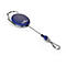 Blue ID badge reel with silver carabiner clip and black cord, DURABLE logo.