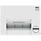 White paper shredder with control panel and warning symbols. Ideal logo and "Made in Germany".