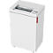 White paper shredder with top feed slot and control panel with red accents.