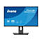 Un moniteur iiyama ProLite XB2497HSU sur fond bleu, affichant des informations telles que la taille, la résolution et la lunette fine.