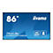 Grand écran bleu avec des lettres blanches, dont "86" pouces et "iiyama".