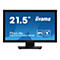 Flachbildschirm, schwarz gerahmt, vor blauem Hintergrund. Text: 21.5", iiyama, ProLite T2234MSC-B1S, IPS, PCAP.