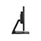 Seitenansicht eines schwarzen Monitors mit Standfuß. Der Monitor hat schmale Ränder, seitliche Knöpfe und einen schwenkbaren Arm.