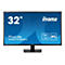 Ein 32-Zoll-Monitor von iiyama. Der Bildschirm hat eine blaue Oberfläche mit weißem Schriftzug, der die Marke und die technischen Daten angibt.