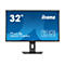 Ein schwarzer iiyama ProLite XB3270QSU Monitor, 32 Zoll groß, vor blauem Hintergrund. Text: 2560x1440.