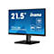 Schwarzer iiyama ProLite Monitor mit 21,5 Zoll Display auf einem Ständer vor weißem Hintergrund.