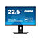 Ein schwarzer iiyama Monitor mit blauem Bildschirm, der Produktinformationen zeigt. Auf dem Bildschirm stehen die Größenangabe 22,5", die Marke iiyama, ProLite, Modellbezeichnung und technische Merkmale.