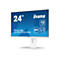 Weißer iiyama 24 Zoll Monitor ProLite XUB2492HSU mit 100Hz IPS-Panel auf einem weißen Standfuß vor weißem Hintergrund.