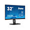 Ein 32-Zoll-Monitor der Marke iiyama, ProLite, mit blauen Bildschirm, der verschiedene Funktionen, wie 4K, anzeigt.